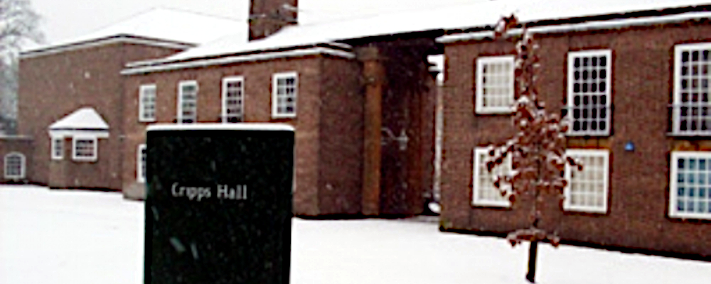 Cripps Hall in Snow
