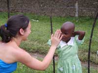 Beth Allin meets a local girl in Kisumu (2007).